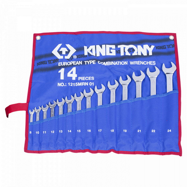 1215MRN01 KING TONY Набор комбинированных ключей, 8-24 мм, чехол из теторона, 14 предметов